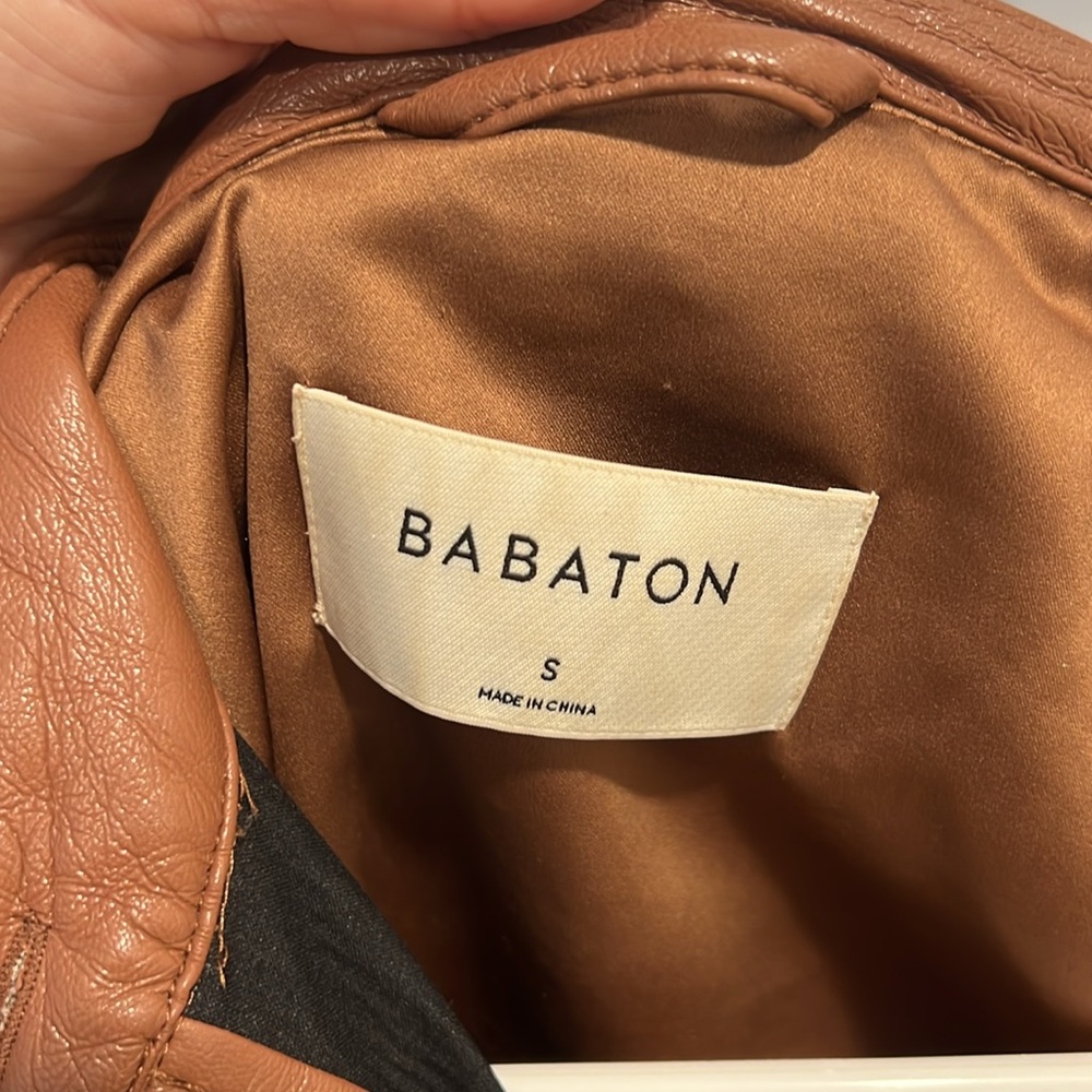 Aritzia x Babaton Pelli Shirt Leather Jacket x Brown x Size S - Picture 5 of 5